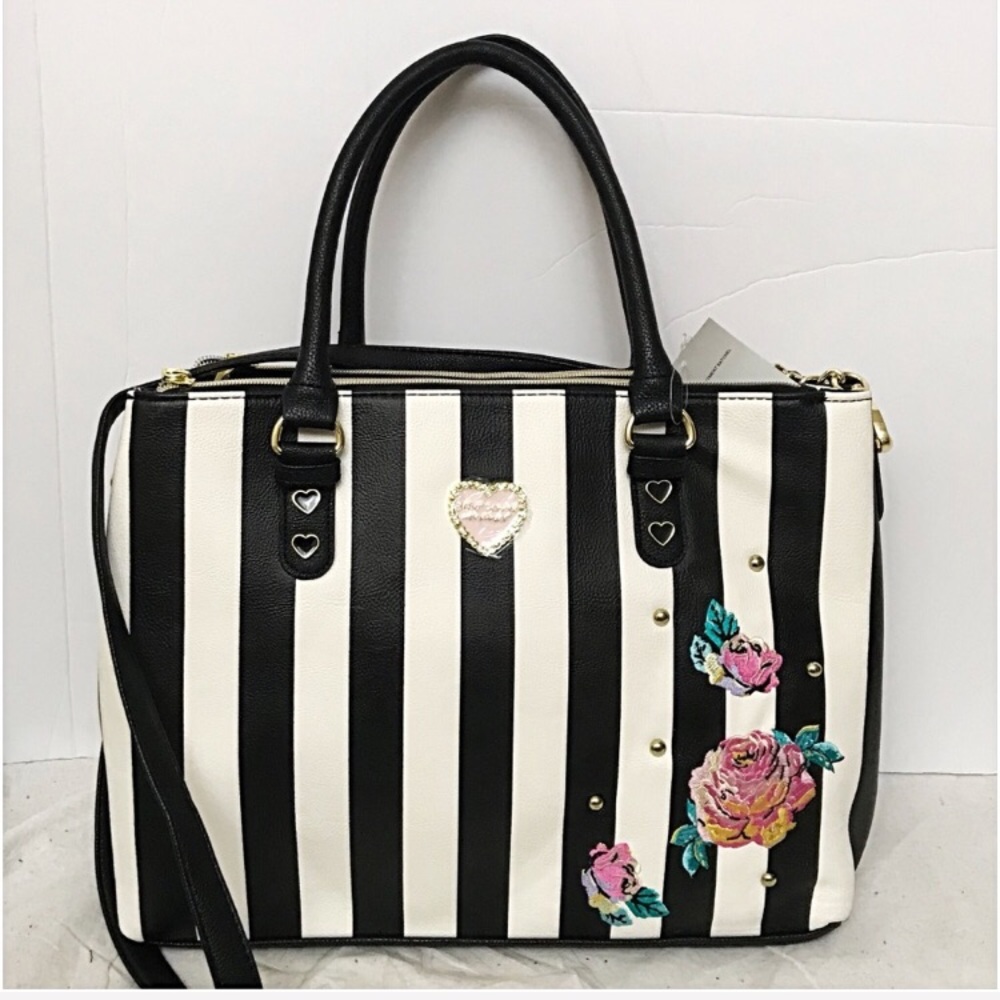 BETSEY JOHNSON Striped Satchel Crossbody Bag sold - Picture 6 of 7